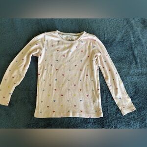 Mini boden long sleeve heart shirt light pink size 8-9Y